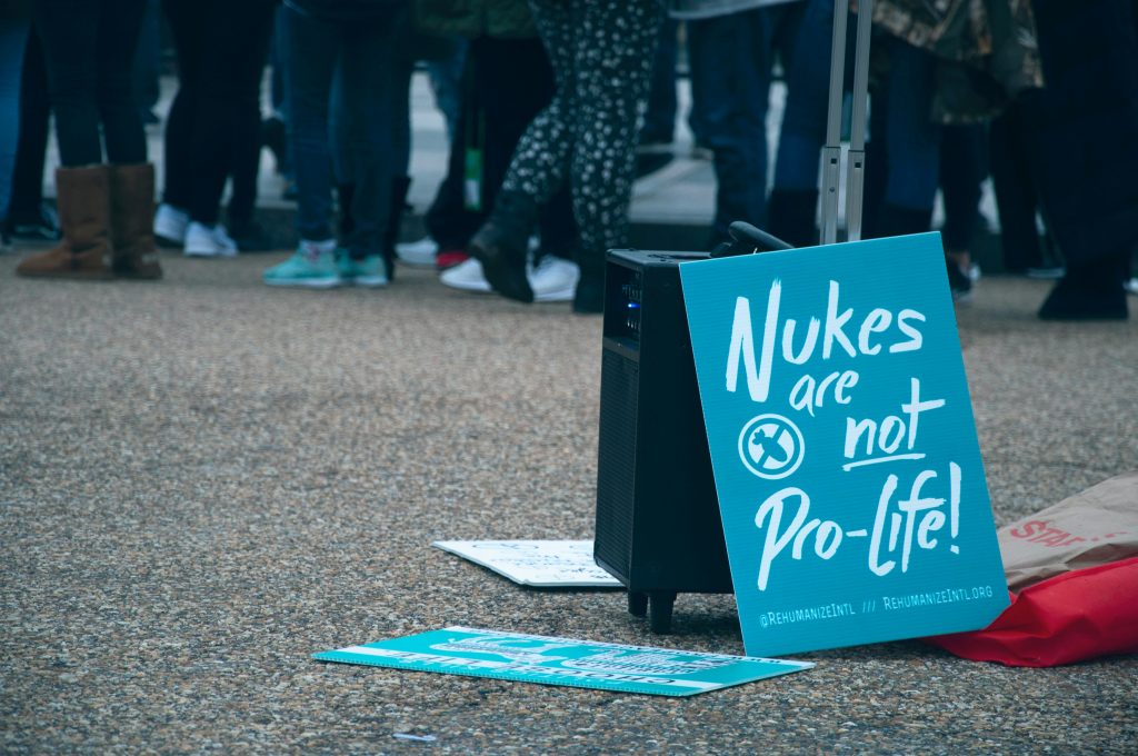 Protest sign on nuclear power