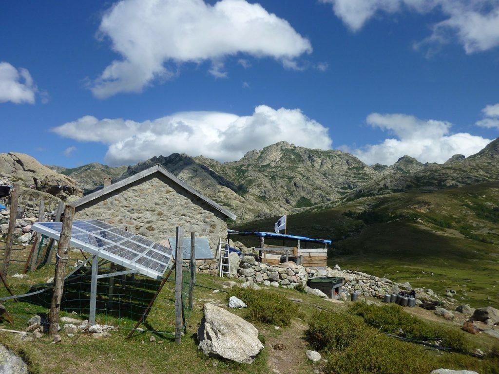 Off-the-grid living. Solar panels as an alternative to non-renewable sources of energy