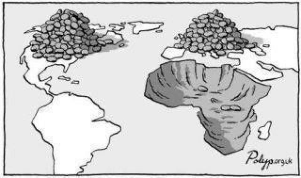 The west exploiting the south, leading to unequal development.