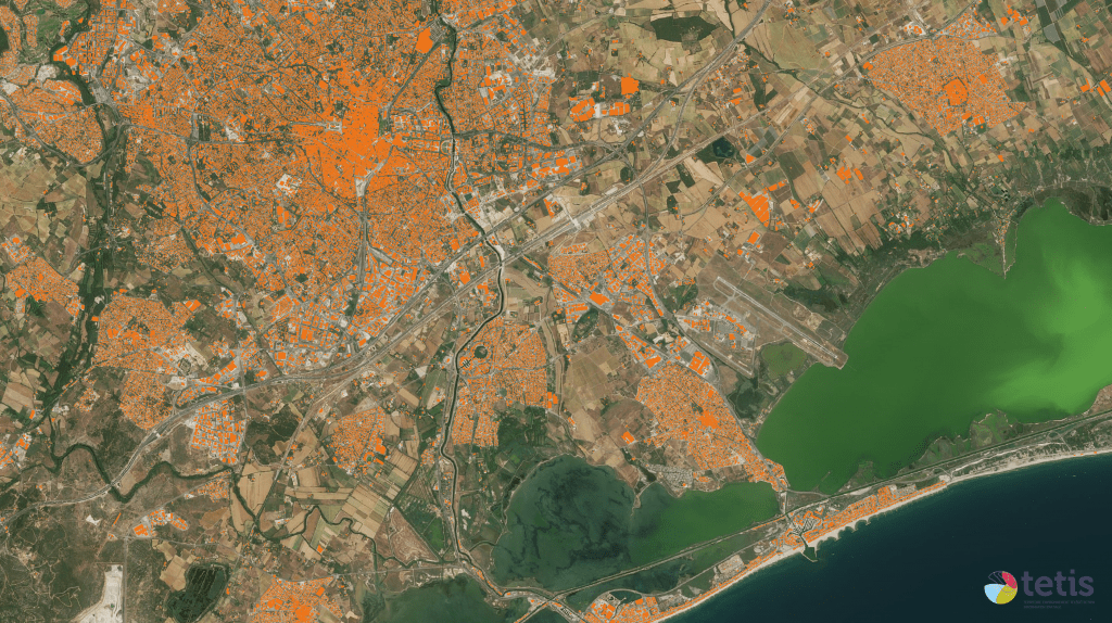 Remote sensing of the environment was used to map the building footprint of Montpellier in France.