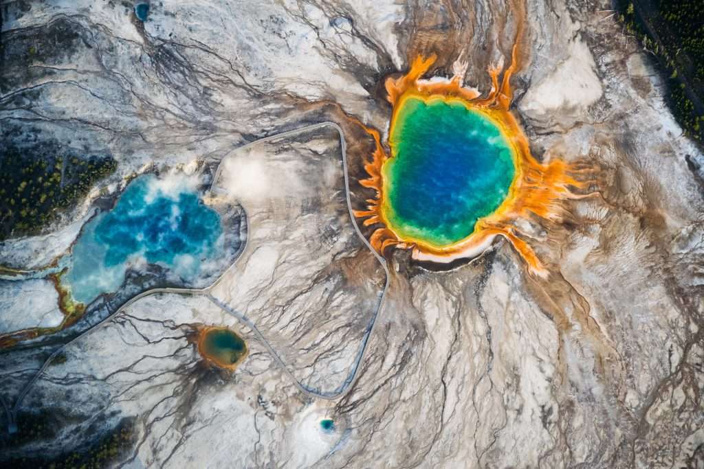 Satellite photography of Yellowstone national park.