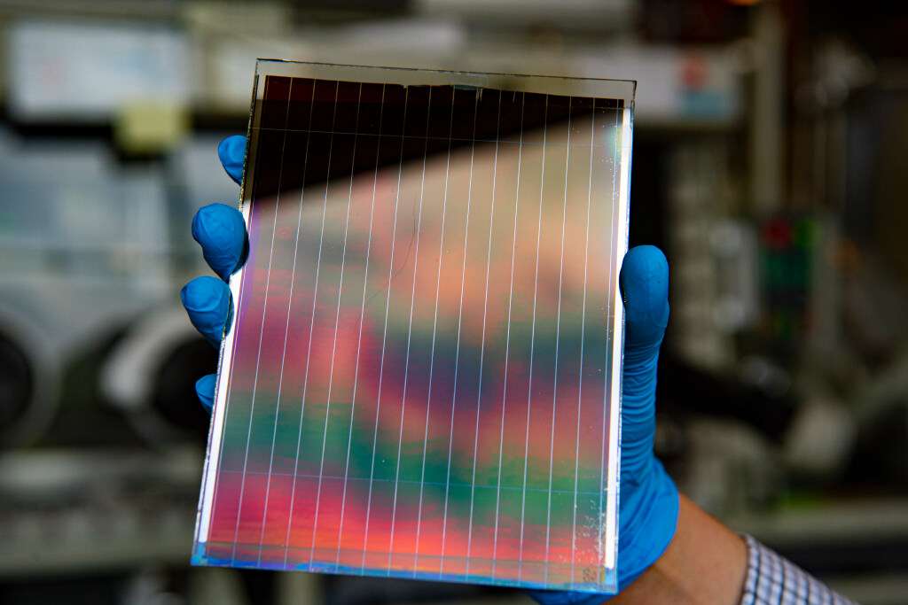 A perovskite solar cell.