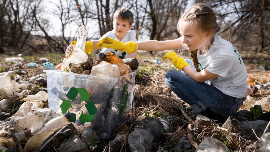 Recycling to clean the environment.